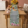 thumbnail image 2 of Spring Pink Roses Table Runner 72 Inches, Pastoral Eucalyptus Black White Plaid Bed Runner Dresser Scarves Tabletop for Indoor Outdoor Parties/Ceremony/Banquet, 13" x 72", 2 of 8