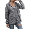 thumbnail image 3 of Impermeables para Mujer, Impermeables, Resistentes Al Viento, Ajustables, con Capucha y Bolsillos. Gris Oscuro S, 3 of 9