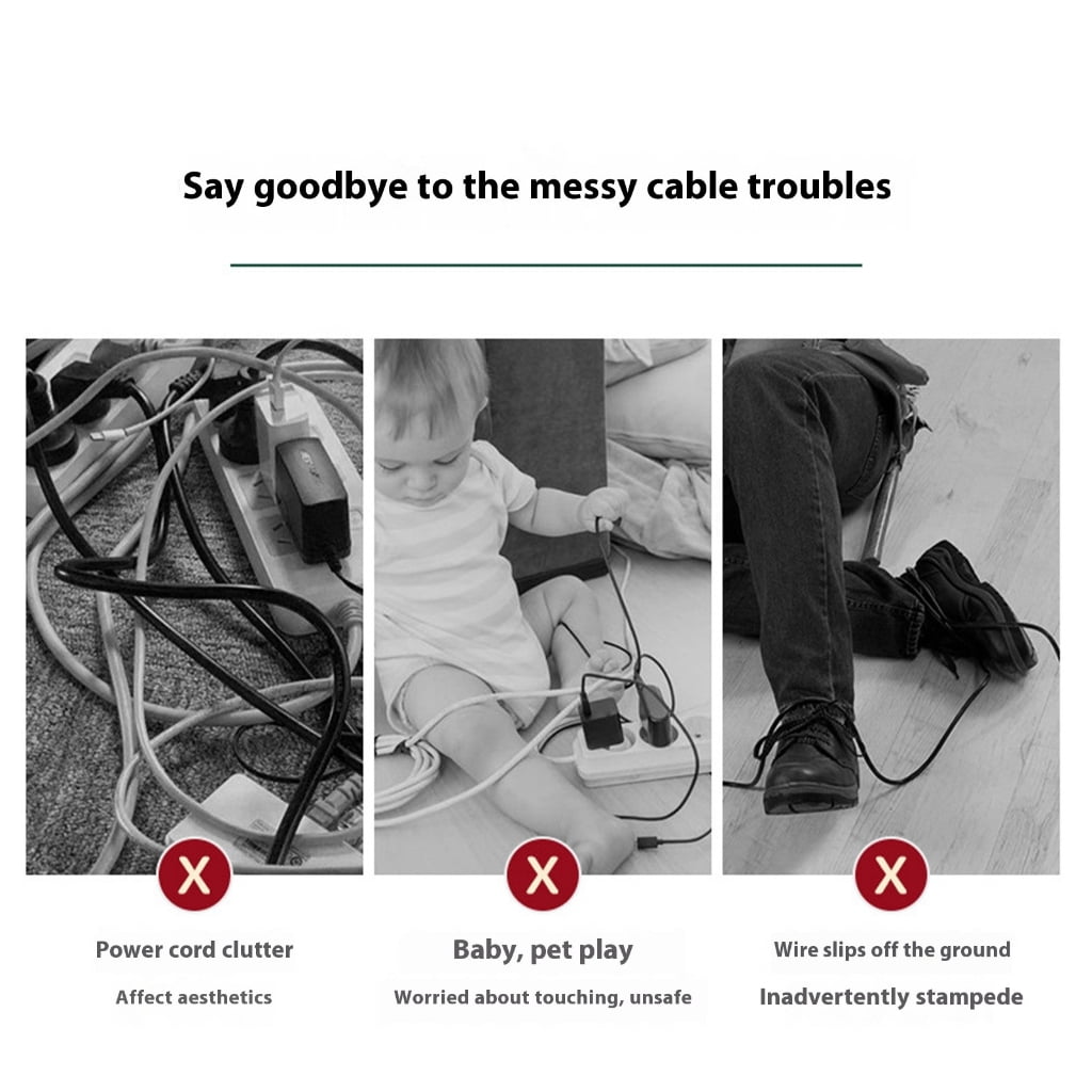 Plastic Desk Cable Management Box Dustproof Cord Organizers Cable Storage Box Wood and Plastic Texture for Home Office