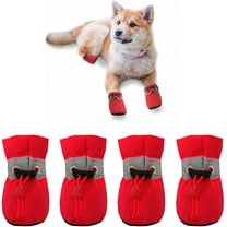 Dog Shoes for Small Dogs, Hot Pavement Anti-Slip Dogs Boots & Paw Protector, Summer Puppy Booties with Reflective Straps, Cat Dog Shoes for Indoor Hardfloors (Red, Size 6: 2.16"x1.76"(L*W))