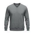 thumbnail image 4 of Men's Sweatshirts Stylish Long Sleeve V-Neck Sweat Shirt Fall Winter Casual Ribbed Cuffs Pure Color Tops for Daily Wear Light Gray 2XL, 4 of 7