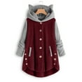 thumbnail image 2 of Lovskoo Womens Full Zip Up Hoodie Fuzzy Fleece Jacket Plus Size Button Fluffy Pullover Tops Long Sleeve Hooded Blouse Coat Claret, 2 of 5
