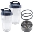 thumbnail image 1 of 2 Pack 24 oz Tall Cup with Handled Lip Ring, Flip To-Go Lids, Extractor Blade and 2 Gaskets Replacement Part Compatible with NutriBullet NB-101B NB-101S NB-201, 1 of 10