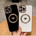 thumbnail image 6 of Compatible for iPhone 12 Pro Max 6.7 Inch Plating Heart Case with Magsafe, TPU Shockproof Cute Case for Women Girl Camera Protection Back Cover for iPhone 12 Pro Max Black, 6 of 9