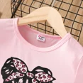 thumbnail image 5 of PatPat Girls Clothes Sets 2Pcs Outfits Set for Little Girls Trendy Leopard & Figure Print Short Sleeve Tee and Ripped Belted Denim Shorts Set, Pink, 6-7 Years, 5 of 9