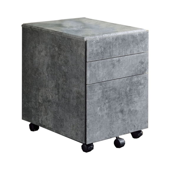 Benjara Contemporary Style File Cabinet with 3 Storage Drawers and Casters, Gray