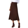 thumbnail image 1 of FALDA MIDI DE PUNTO A LINEA DE CINTURA ALTA VINTAGE CASUAL PARA MUJERES INSPIRE CHIC TAMAÑO L COLOR MARRÓN, 1 of 5