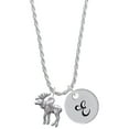 thumbnail image 1 of Delight Jewelry Silvertone Moose Silvertone Script Initial Disc - E - Charm Necklace, 20"+3", 1 of 4