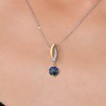 thumbnail image 3 of Gem Stone King 925 Silver and 10K Yellow Gold Blue Mystic Topaz and White Lab Grown Diamond Pendant Necklace for Women | 1.03 Cttw | Gemstone November Birthstone | Round 6MM | With 18 inch Chain, 3 of 6