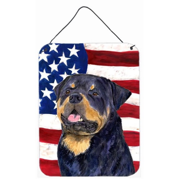 USA American Flag with Rottweiler Aluminium Metal Wall Or Door Hanging Prints