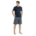 thumbnail image 3 of Men Cotton Pajama Shorts For Men Lightweight Plaid Soft Nightwear Short Sleeves PJS With Pockets, 3 of 5