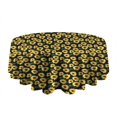 thumbnail image 5 of Black Yellow Sunflower Pattern Round Tablecloth 60"x60",Wrinkle Wipeable Table Cloth for Kitchen Dining Room Picnic Patio Party, 5 of 6