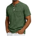 thumbnail image 2 of Miqool Washed Denim Shirt for Man Short Sleeve Collared Casual Lightweight Ruched Summer Jean Top with Chest Pockets, 2 of 8
