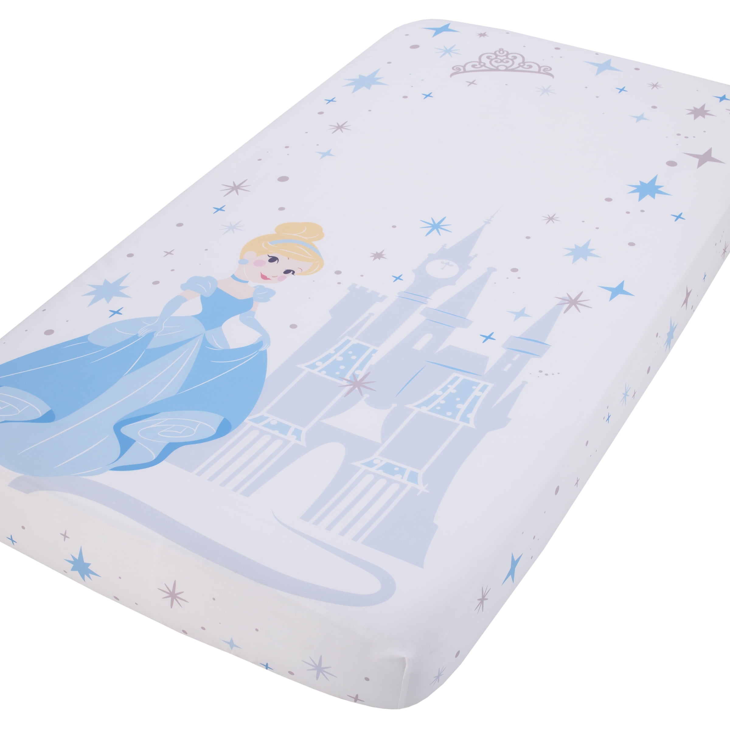 Disney Princess Cinderella Light Blue And White Photo Op Fitted Crib Sheet Walmart Com