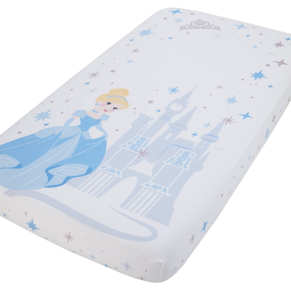 Disney Princess Cinderella Light Blue and White Photo Op Fitted Crib