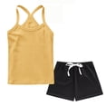 thumbnail image 3 of Piuwrlz Tank Top with Shorts Sets Girls 2 Piece Outfit Set Crew Neck Yellow Size 6 Years, 3 of 9