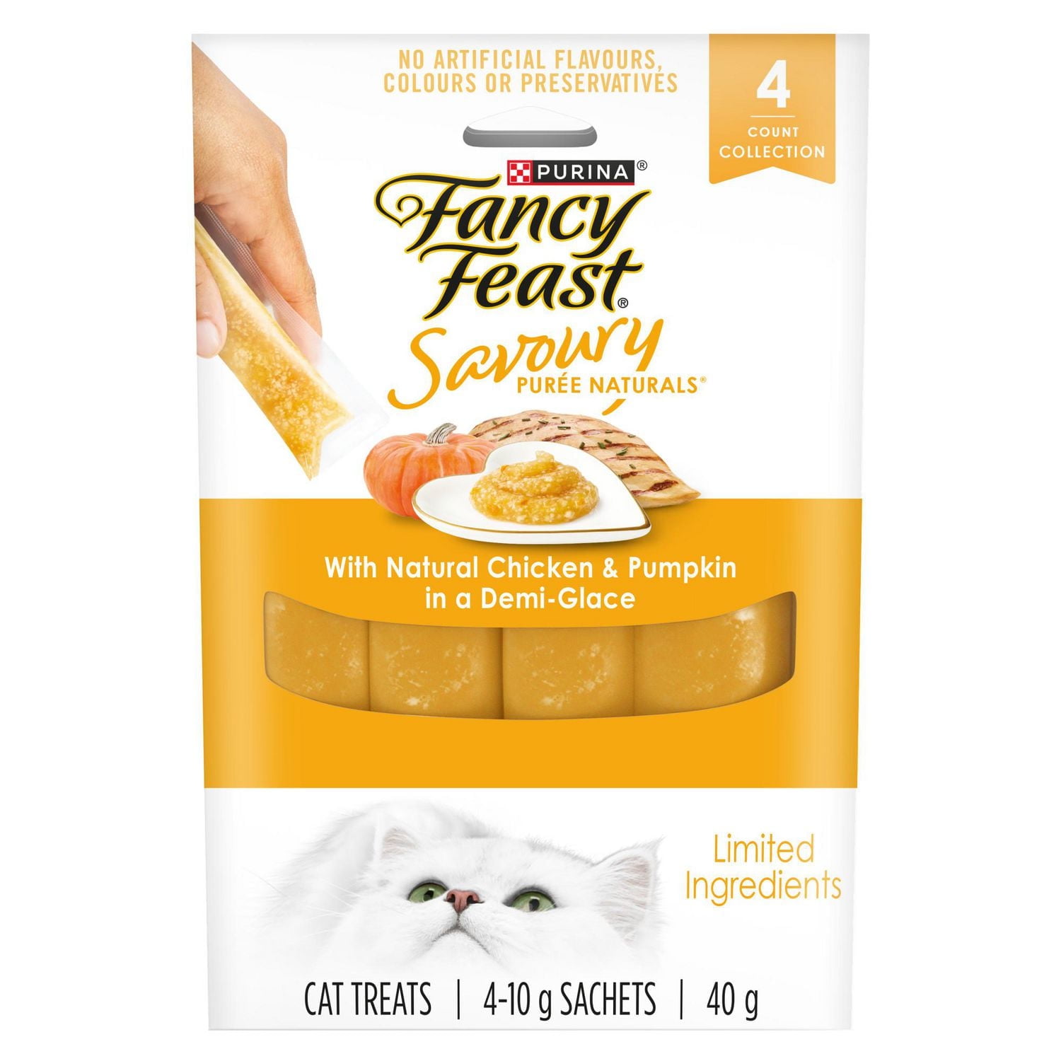 Fancy Feast Savoury Purée Naturals with Natural Chicken & Pumpkin, Cat Treats 40 g