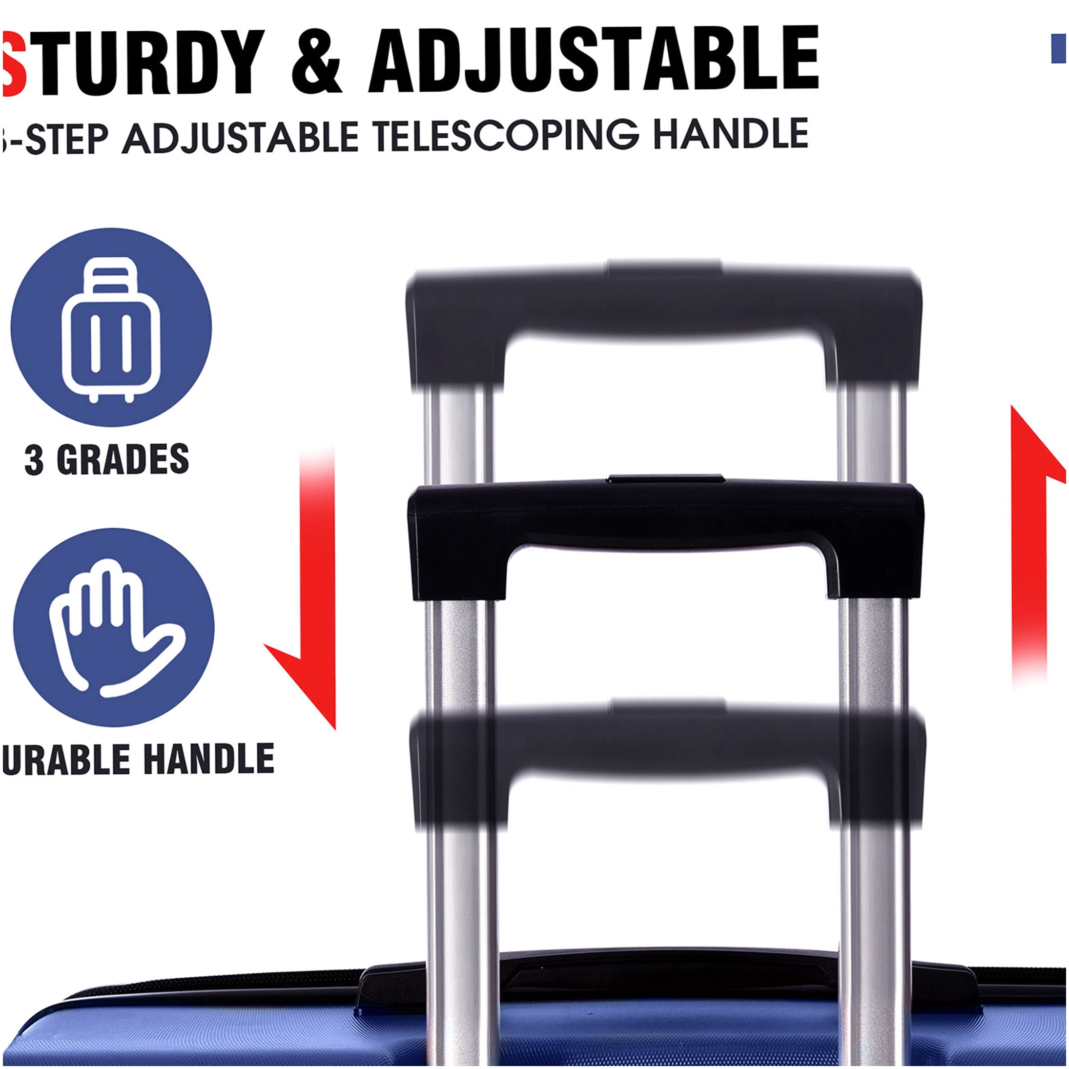 Blue 28" Expandable Hardshell Suitcase with TSA Lock, Lightweight ABS Checked Luggage with 360° Spinner Wheels