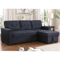 JERFIT Modern Dark Gray Reversible Sleeper Sectional Sofa with Storage Chaise and Pull-Out Bed