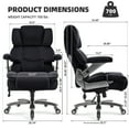 thumbnail image 2 of Big and Tall 700lbs Office Chair, Fabric Heavy Duty Executive Chair with 3D Flip up Armrests Adjustable Lumbar Support Large Rubber Wheels, Extra Wide High Back Computer Desk Chair, Black, 2 of 9