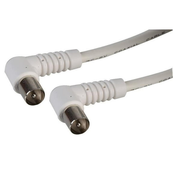 PRO SIGNAL TV Aerial Lead, 90 Degree Coax Plug to 90 Degree Coax Plug, 2m White