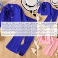 thumbnail image 3 of mgoYE Girl's Formal Wear 2 Piece Outfits Button Ruffle Hem Puff Sleeve Blazer and Flare Pants Suit Set(Blue,3-4 Years), 3 of 9