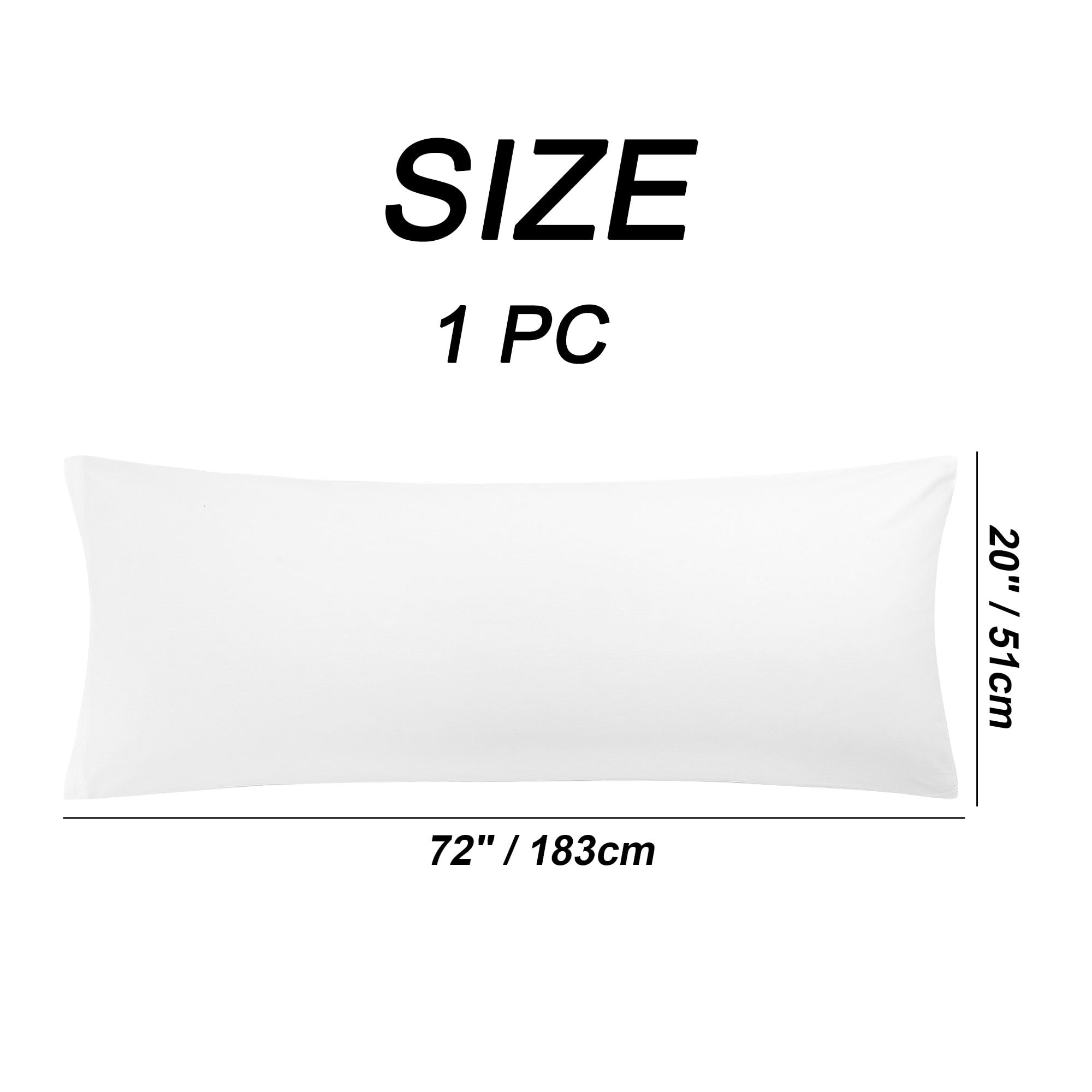 PiccoCasa Zippered Body Pillow Cover Egyptian Cotton Pillowcases, Jumbo White