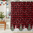 thumbnail image 6 of Shower Curtain 48"W x 72"L Christmas Snowman Xmas Trees Black Fabric Shower Curtains Set with Hooks Water Repellent Bathroom Curtains Machine Washable Bathroom Accessories, 6 of 9