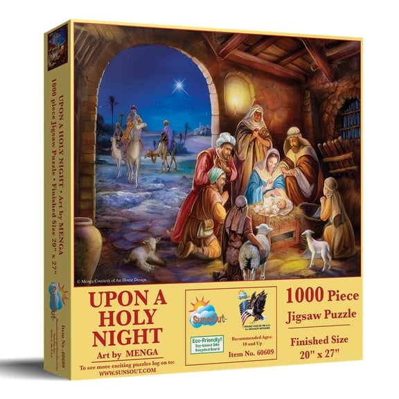 SUNSOUT INC - Upon A Holy Night - 1000 pc Jigsaw Puzzle by Artist: Menga - Finished Size 20" x 27" Christmas - MPN# 60609