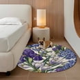 thumbnail image 2 of Spring Flowers Round Area Rug 5Ft Washable Circle Rugs for Living Room Bedroom, Purple Hydrangea Orchid Floral Country Beige Non-Slip Carpet Floor Mats Indoor Outdoor Carpet Runner Home Decor, 2 of 8