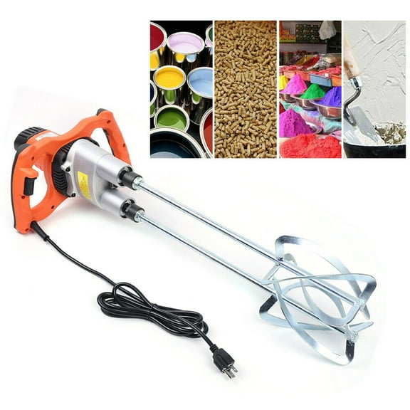 Mkyiongou 1800W Electric Mortar Mixer 2Speed Paint Cement Grout Concrete Double Paddles