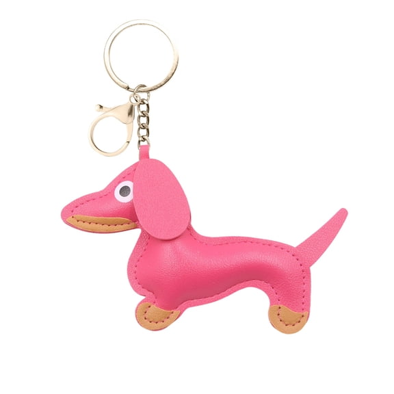 Leather Dachshund Keychain - Cute Stitched Sausage Dog Charm with Gold Clasp, Compact Size, Durable Design for Bag Decor, Dog Lover Gift & Daily Accessory