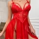 thumbnail image 4 of Gibobby conjunto de bragas Lencería de malla con estampado de moda para mujer, lencería de encaje, conjunto de dos piezas, ropa interior Sexy con vestido de lencería con Tanga(Rojo, L), 4 of 5