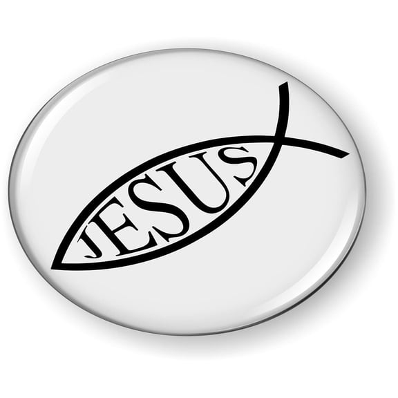 Jesus Fish 3D Domed Design Car Emblem Round Badge Sticker - Flexible