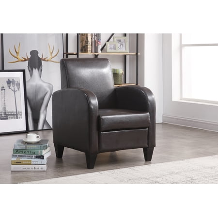 Highsound Mid Century Accent Chair with Arm Faux Leather Club Chair, Single Sofa for Living Room, Dark Brown