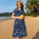 thumbnail image 4 of Balery Dark Blue Christmas Vestidos sueltos de manga corta para mujer, vestidos de verano 2025, vestidos casuales de corte A con vuelo., 4 of 6