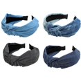 thumbnail image 1 of Diadema vaquera azul para mujer, diademas anchas para la cabeza, moda antideslizante para mujer, diadema con nudo superior, turbante bohemio, diademas elásticas, 1 of 5
