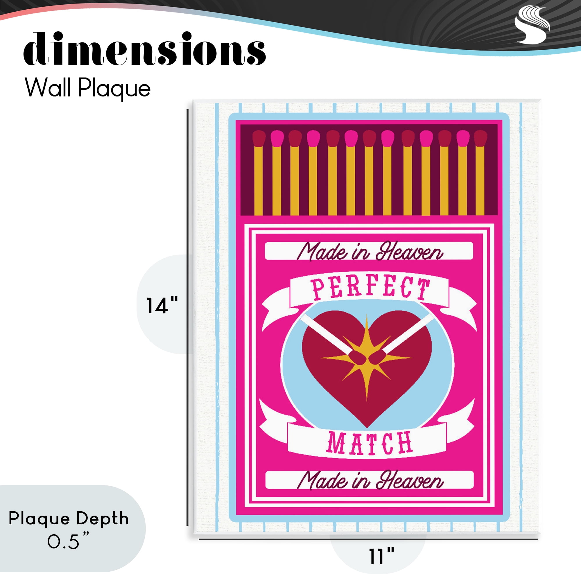 Stupell Industries Perfect Match Made In Heaven Wall Plaque Art, design by Lil' Rue