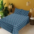thumbnail image 2 of Ambesonne Fleur De Lis Fitted & Flat Sheet with Shams 4 Pcs Set, Modern Aquatic Motifs, Full, Night Blue Turquoise, 2 of 5