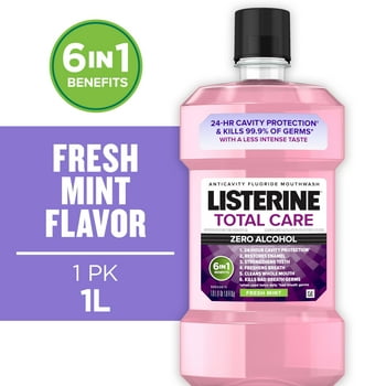 Listerine Total Care Zero Alcohol-Free Mouthwash, Fresh Mint, 1 L