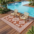 thumbnail image 3 of Garvee 9'x18' Outdoor Rug Boho Classic Outdoor Carpet, Reversible Plastic Outdoor Area Rugs Waterproof Straw Patio Rug RV Camping Mat for Deck, Porch, Beach, Backyard, Orange, 3 of 7