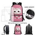 thumbnail image 4 of Jeiento Cute Cat Backpack for Girls 6-8 8-10 Kids Backpack with Lunch Box 4-IN-1 Set Cute School Bag for Elementary Kindergarten Preschool 17 Inch Child Bookbag Satchel Pink, 4 of 7