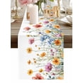 thumbnail image 2 of Burlap Table Runner 90 Inches Long, Pastoral Watercolor Floral Non-Slip Kitchen Table Runners for Dining Room Everyday Use Party Table Decorations Country Red Blue Wildflowers, 2 of 9
