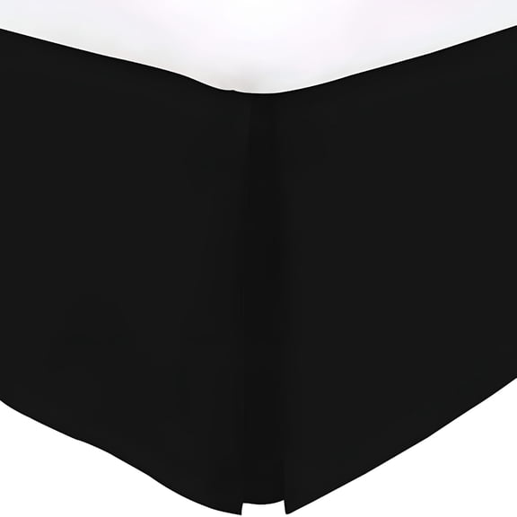 Auq 14 Inch Drop Pleated Crib Skirt, Black Solid Nursery Bedding Wrap With Split Corners, Soft Cotton