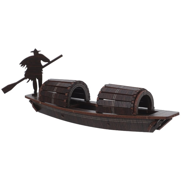 LOLIPPYY Wooden Fishing Boat Model Decorative Sailboat for Desk Vintage Nautical Home Decor Brown