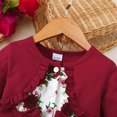 thumbnail image 5 of Mikrdoo Infant Girls Dress Rose Print 12 Months Baby Girls Fake Two Pieces Fall Winter 18 Months Baby Girls Bow Long Sleeve Dress One Piece Casual Dress Red, 5 of 8