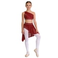 thumbnail image 5 of iiniim Girls Lyrical Dance Shiny Rhinestones Crop Top with Skirted Leotard 2-Piece Ballet Dance Outfits Burgundy 16, 5 of 7