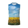 thumbnail image 6 of Lsque Blooming Sunflower Field Print Men's Cotton Blend Sleeveless Muscle Shirts (S-3XL)- Moisture Wicking, Odor Protection, UPF 30+,Medium, 6 of 8