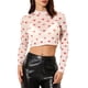 thumbnail image 1 of INSPIRAR CHIC Día de San Valentín Top Corto de Mujer Semi-Translúcido de Manga Larga Cuello Redondo Blusa L Blanca, 1 of 7