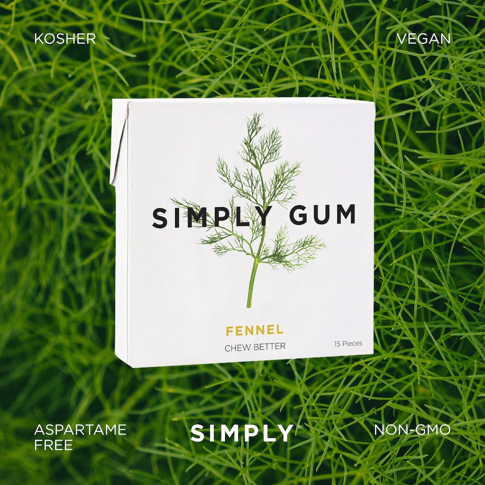 Simply Gum All Natural Gum - Fennel Licorice - Case of 12 - 15 Count